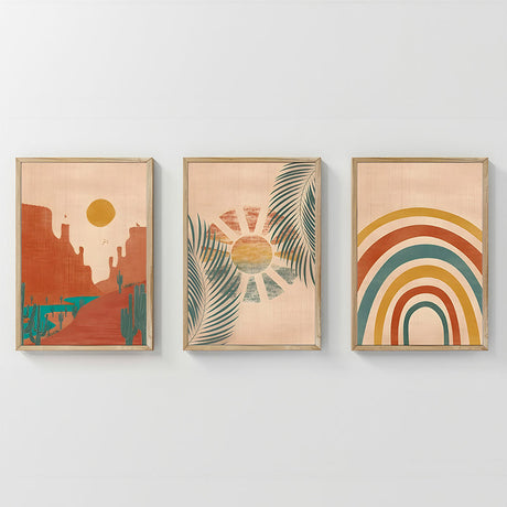 Tablou triptic Delea, Rama lemn, Multicolor, 33x48 cm