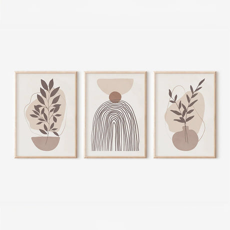 Tablou triptic Frendy, Cadru din lemn, Multicolor, 33x48 cm