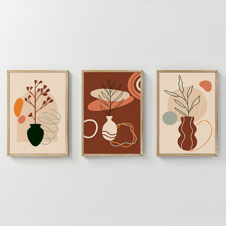 Tablou Triptic, Nyra, Cadru din Lemn, Multicolor, 33x48 cm