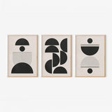 Tablou triptic Sanxia, Cadran, Negru, 33x48 cm