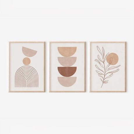 Tablou triptic Teronja, Cu ramă, Multicolor, 33x48 cm