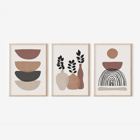 Tablou triptic Yenia, Multicolor, 33x48 cm