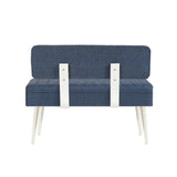 Taburet Banca Bucatarie Bench, 110x40x82.5 cm - Alb Albastru închis