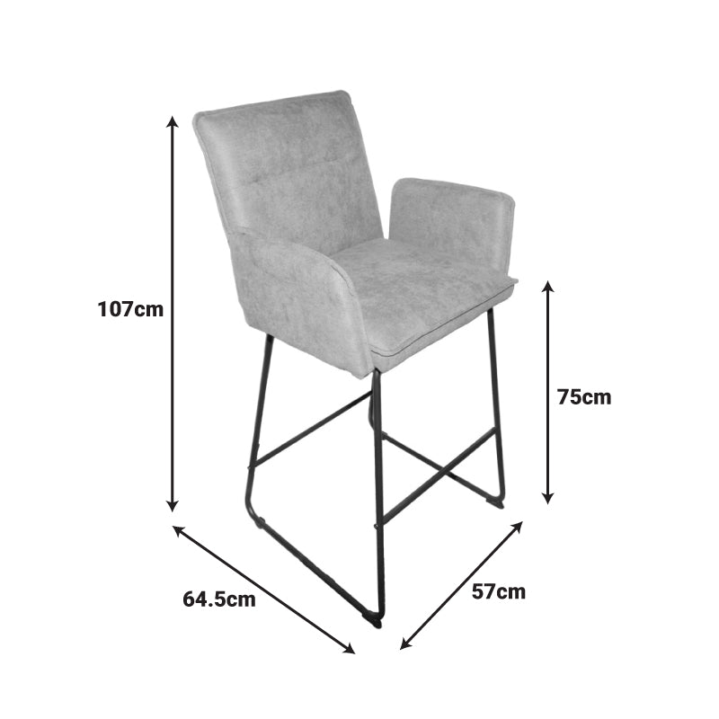 Scaun de bar Essential, stofa si metal, 57x64x107 cm - Roz