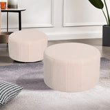 Taburet cu functie de pouf Gabello, Set 2 bucati, Boucle, Bej, 44x26 cm