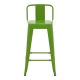 Taburet de bar cu spatar de inaltime medie Utopia din metala, Antracit - Verde, 42x42x86 cm - Verde