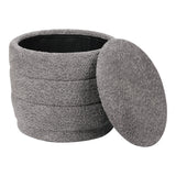 Taburet cu spațiu de depozitare Bettia stofă teddy, Diverse culori, Ø41x39 cm - Gri