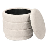 Taburet cu spațiu de depozitare Bettia stofă teddy, Diverse culori, Ø41x39 cm - Bej