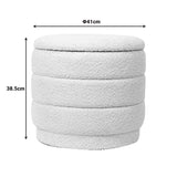 Taburet cu spațiu de depozitare Bettia stofă teddy, Diverse culori, Ø41x39 cm - Bej