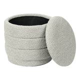 Taburet cu spațiu de depozitare Bettia stofă teddy, Diverse culori, Ø41x39 cm - Mentă