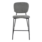 Taburet de bar cu functie reglabila, Bouclé Gri Închis, Negre, 48x54x100 cm