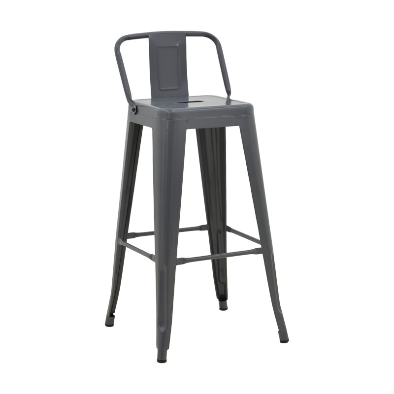 Taburet de bar cu spatar de inaltime medie Utopia din metala, Antracit - Verde, 42x42x86 cm - Taburet de bar cu spatar de inaltime medie Utopia din metala, Antracit - Verde, 42x42x86 cm