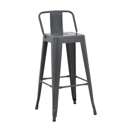 Taburet de bar cu spatar de inaltime medie Utopia din metala, Antracit - Verde, 42x42x86 cm