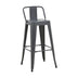 Taburet de bar cu spatar de inaltime medie Utopia din metala, Antracit - Verde, 42x42x86 cm