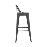 Taburet de bar cu spatar de inaltime medie Utopia din metala, Antracit - Verde, 42x42x86 cm - Antracit