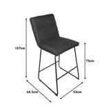 Scaun de bar Essential, stofa si metal, 53x64x107 cm - Kaki