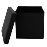 Taburet hol cufar cu spatiu de depozitare Crystal piele ecologica, negru, 38x38x38 cm