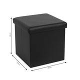 Taburet hol cufar cu spatiu de depozitare Crystal piele ecologica, negru, 38x38x38 cm