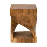 Taburet Hourian I din lemn Suar, Nuc, 35x35x45 cm