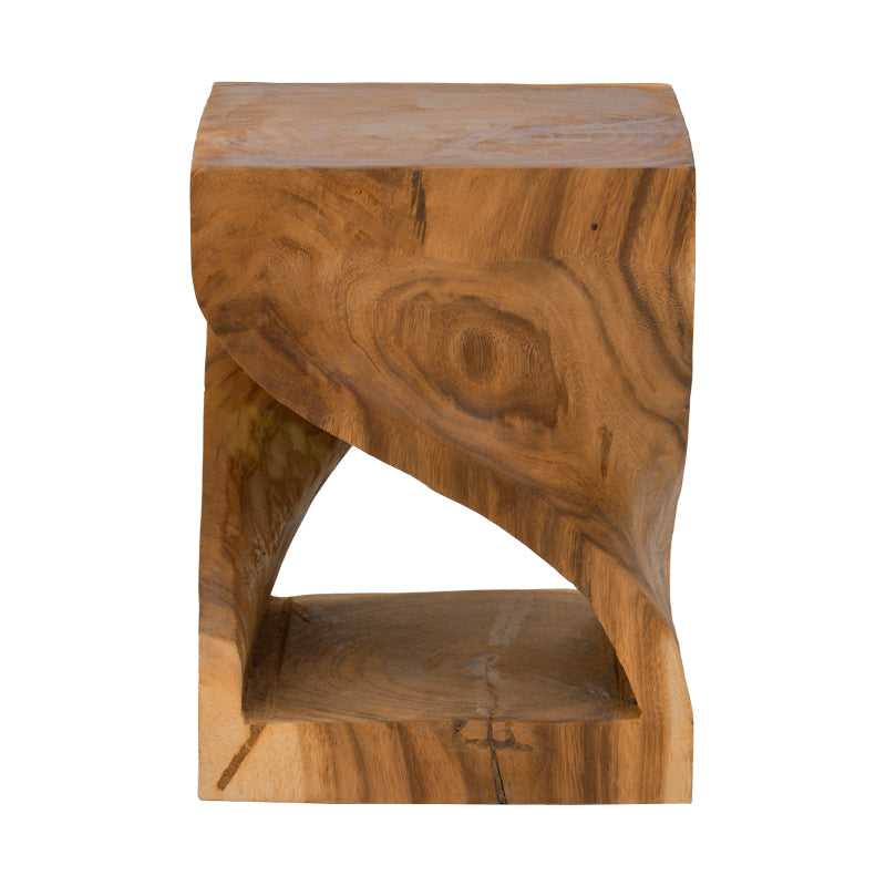 Taburet Hourian I din lemn Suar, Nuc, 35x35x45 cm, vedere frontală, lemn, PP, pentru living