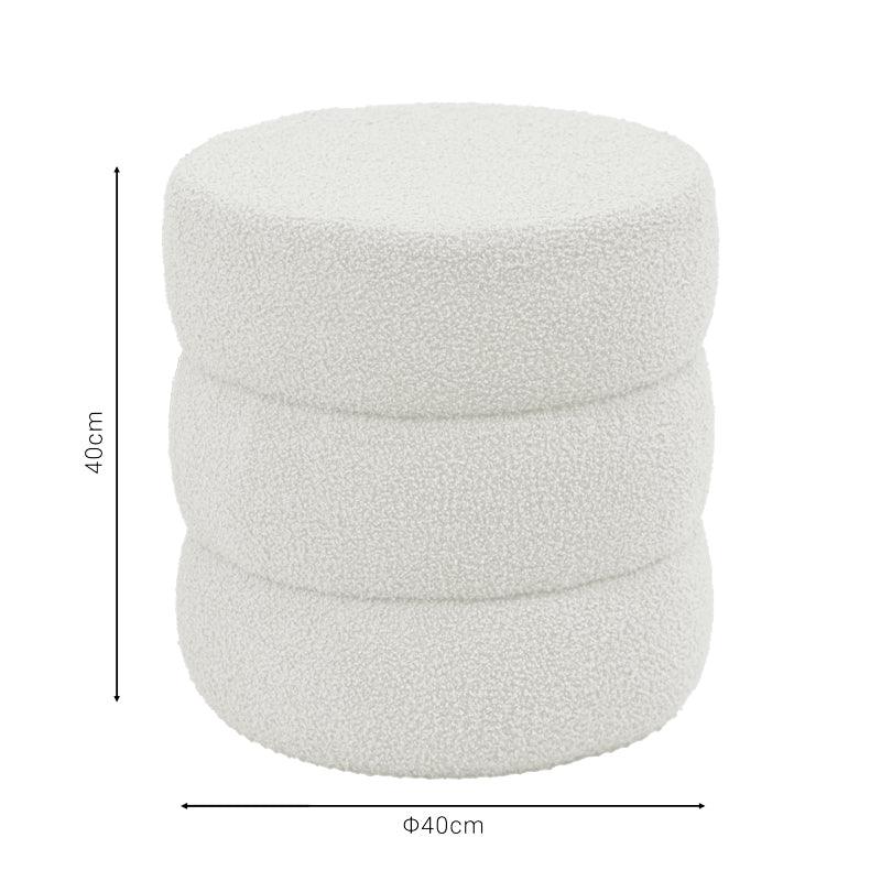 Taburet Kioto teddy, Maro - Alb, 40x40 cm - Alb