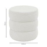 Taburet Kioto teddy, Maro - Alb, 40x40 cm - Alb