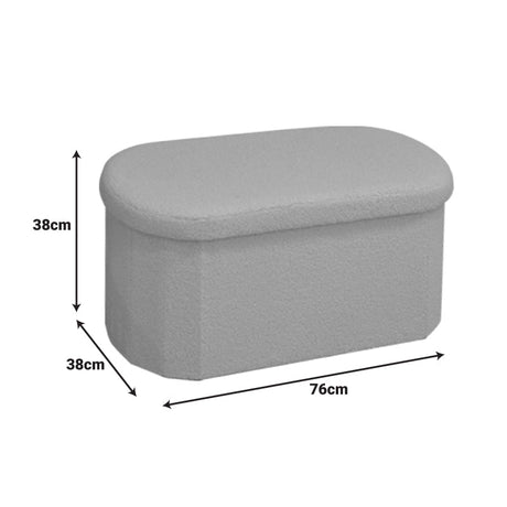 Taburet Otto cu spatiu de depozitare, Boucle Ivory, Bej, 76x38x38 cm