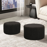 Taburet Pouf cu boucle Gabello, tesatura, Neagra, 44x26 cm
