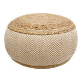 Taburet-pouf Hipy din iuta, Natural si bej, D40x30 cm