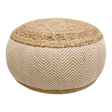 Taburet-pouf Hipy din iuta, Natural si bej, D40x30 cm
