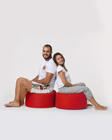 Taburet puf, Round Pouf, Ferndale, impermeabil, Garden Pouffe, 55x55x30 cm - Roșu