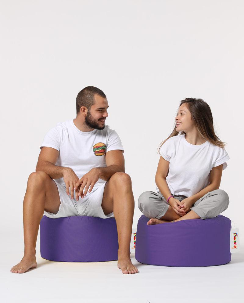 Taburet puf, Round Pouf, Ferndale, impermeabil, Garden Pouffe, 55x55x30 cm - Violet