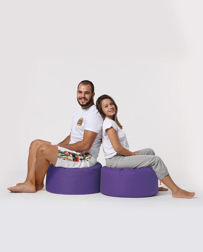 Taburet puf, Round Pouf, Ferndale, impermeabil, Garden Pouffe, 55x55x30 cm - Violet
