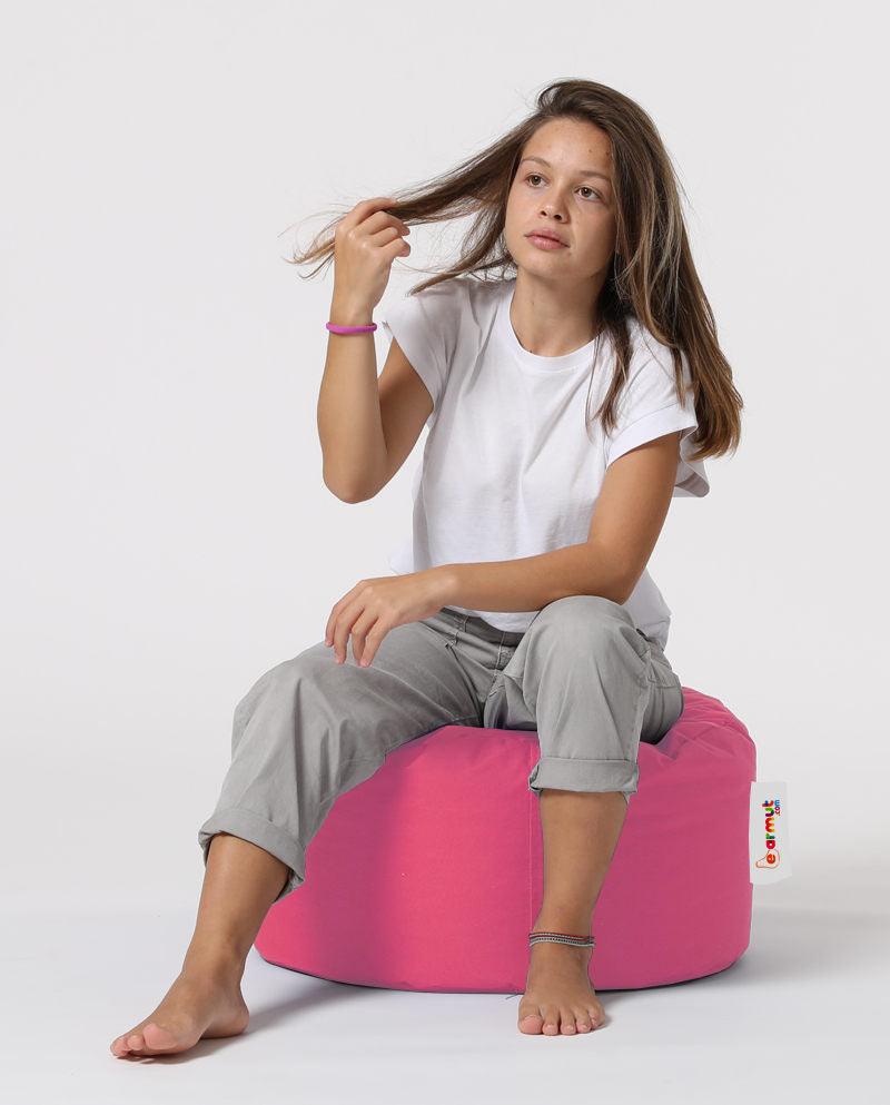 Taburet puf, Round Pouf, Ferndale, impermeabil, Garden Pouffe, 55x55x30 cm - Roz