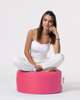 Taburet puf, Round Pouf, Ferndale, impermeabil, Garden Pouffe, 55x55x30 cm - Roz
