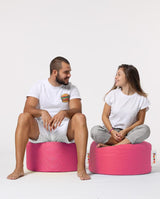 Taburet puf, Round Pouf, Ferndale, impermeabil, Garden Pouffe, 55x55x30 cm - Roz