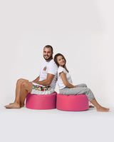 Taburet puf, Round Pouf, Ferndale, impermeabil, Garden Pouffe, 55x55x30 cm - Roz
