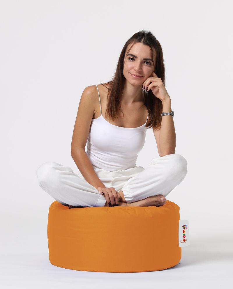 Taburet puf, Round Pouf, Ferndale, impermeabil, Garden Pouffe, 55x55x30 cm - portocale