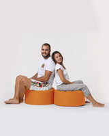Taburet puf, Round Pouf, Ferndale, impermeabil, Garden Pouffe, 55x55x30 cm - portocale