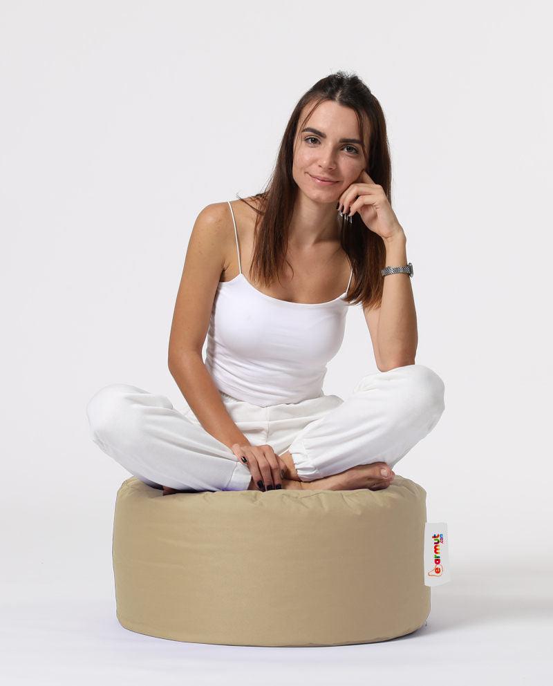 Taburet puf, Round Pouf, Ferndale, impermeabil, Garden Pouffe, 55x55x30 cm - Maro