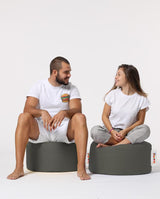 Taburet puf, Round Pouf, Ferndale, impermeabil, Garden Pouffe, 55x55x30 cm - Fum