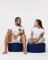 Taburet puf, Round Pouf, Ferndale, impermeabil, Garden Pouffe, 55x55x30 cm - Albastru inchis