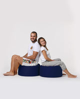 Taburet puf, Round Pouf, Ferndale, impermeabil, Garden Pouffe, 55x55x30 cm - Albastru inchis
