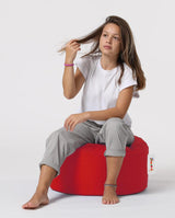 Taburet puf, Round Pouf, Ferndale, impermeabil, Garden Pouffe, 55x55x30 cm - Roșu