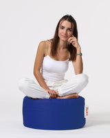 Taburet puf, Round Pouf, Ferndale, impermeabil, Garden Pouffe, 55x55x30 cm - Albastru