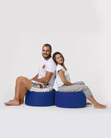 Taburet puf, Round Pouf, Ferndale, impermeabil, Garden Pouffe, 55x55x30 cm - Albastru