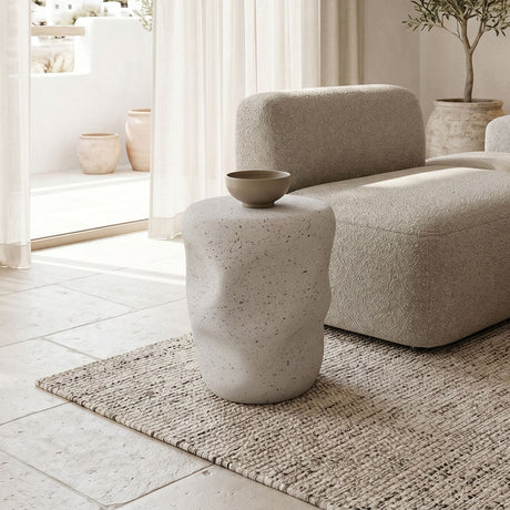 Taburet Stool Ardin, Alb - Ecru, 40x50 cm