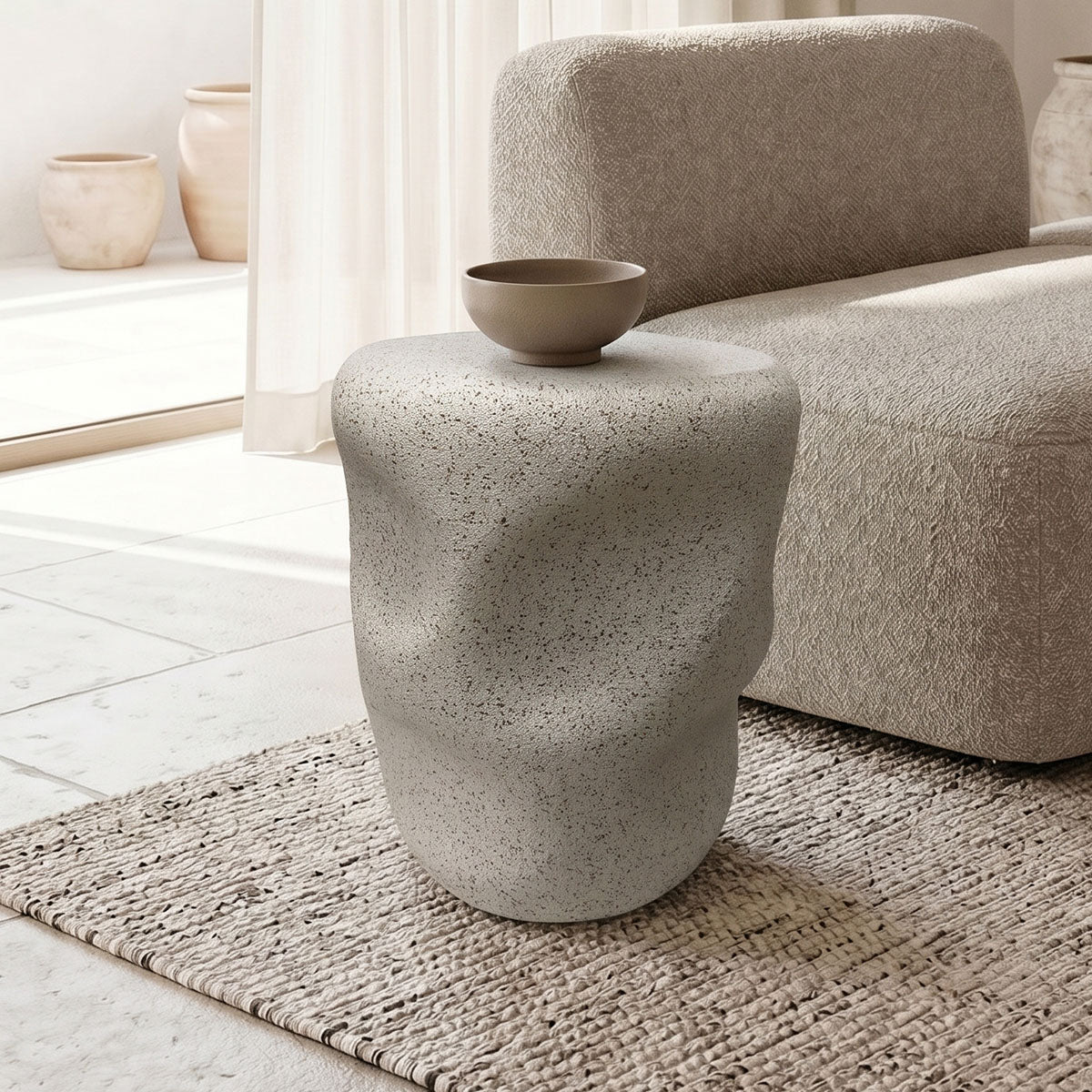 Taburet Stool Ardin, Alb - Ecru, 40x50 cm - Ecru