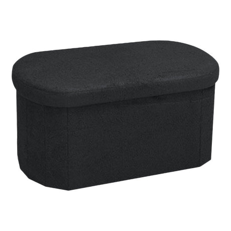 Taburet-trunchi cu functie de depozitare Otto, stofa boucle, gri închis, 76x38x38 cm