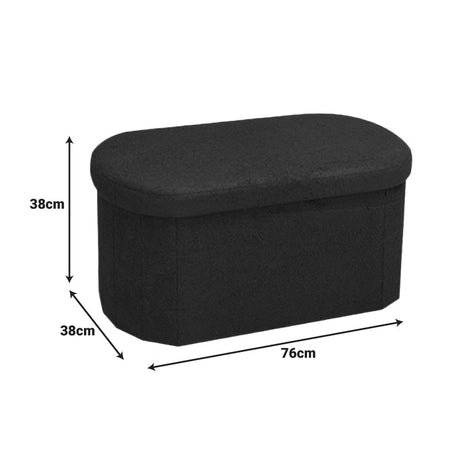 Taburet-trunchi cu functie de depozitare Otto, stofa boucle, gri închis, 76x38x38 cm